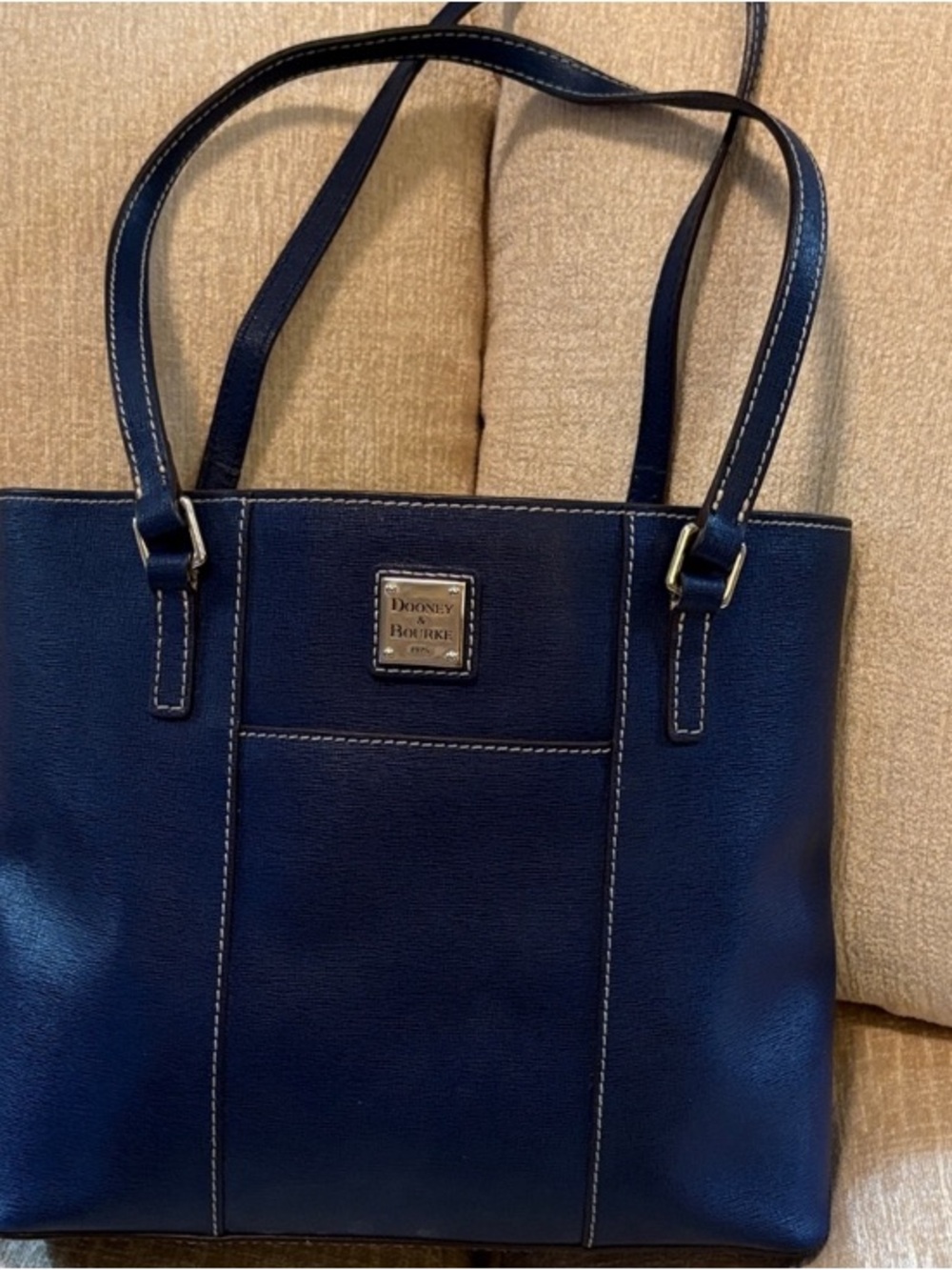Dooney & Bourke Navy Leather Structured Tote - Picture 11 of 14
